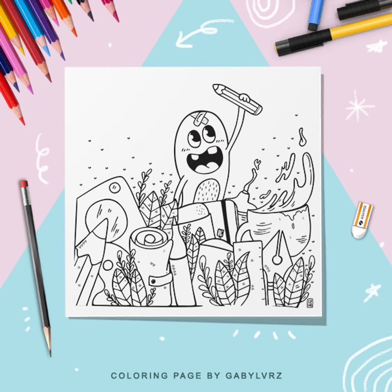 Let's Doodle Coloring Page · Karyakarsa